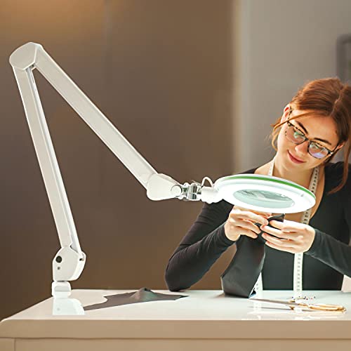 zalias Lambda M lámpara Lupa Regulable con Lente de 127 mm, lámpara de Aumento LED para Hobby artesanía cosmética Taller Ayuda a la Lectura, 3 o 5 dioptrías verdegrön 3 dioptrías3 diopters