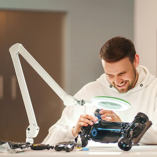 zalias Lambda M lámpara Lupa Regulable con Lente de 127 mm, lámpara de Aumento LED para Hobby artesanía cosmética Taller Ayuda a la Lectura, 3 o 5 dioptrías verdegrön 3 dioptrías3 diopters