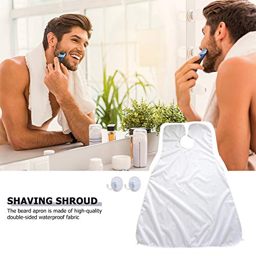 Zeako - Babero de afeitado para barba, capa blanca de afeitado impermeable con ventosas para hombres afeitado y atrapador de pelo