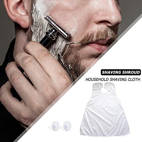 Zeako - Babero de afeitado para barba, capa blanca de afeitado impermeable con ventosas para hombres afeitado y atrapador de pelo