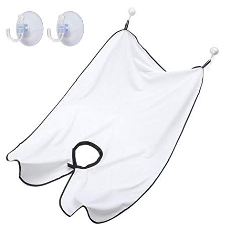 Zeako - Babero de afeitado para barba, capa blanca de afeitado impermeable con ventosas para hombres afeitado y atrapador de pelo