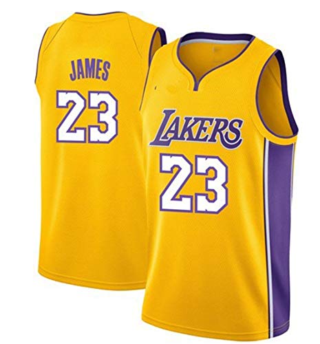 ZeYuKeJi Hombres Jersey-Lakers NBA Jersey James Jersey 23 Lakers de Malla de Baloncesto Jersey Bordado con Cuello en V Jersey Camiseta sin Mangas (Color : Yellow, Size : XXL)