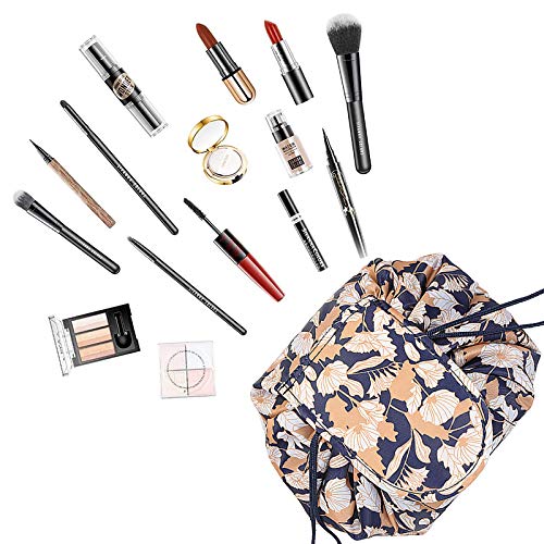ZhengYue Bolso Cosmético del Maquillaje, Bolsa de Viaje Organizadora Magic de Gran Capacidad para Señoras Perezosas (C-BrownFlower)