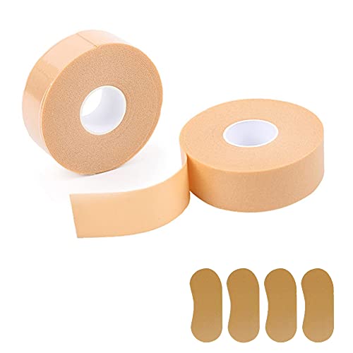 Zhongtou 2pc Moleskin Roll 2.5cm * 5m Espuma impermeable Moleskin para pies Prevención de ampollas Cinta multiusos de óxido de zinc para talón, dedo protección y 5pcs para el cuidado pies (color)