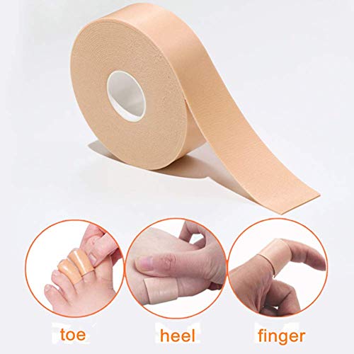 Zhongtou 2pc Moleskin Roll 2.5cm * 5m Espuma impermeable Moleskin para pies Prevención de ampollas Cinta multiusos de óxido de zinc para talón, dedo protección y 5pcs para el cuidado pies (color)