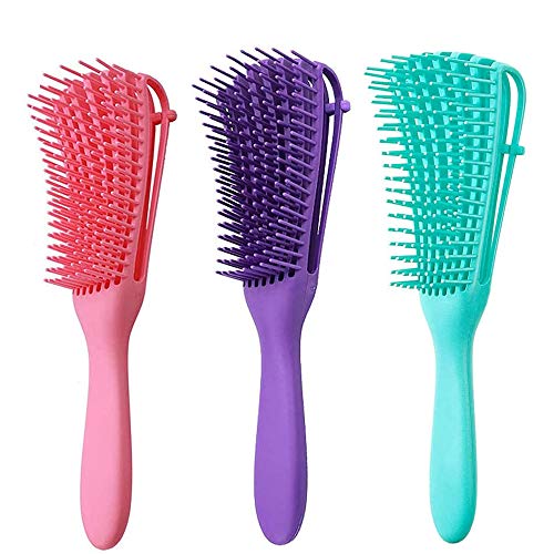 ZHOUHON 3 Piezas Cepillo Desenredante para Cabello, peine antitirones, Cepillo para Cabello Rizado, Desenredante para Cabello Afro, Masaje Cepillo Desenredante para Cabello Mojado, Rizado, Ondulado