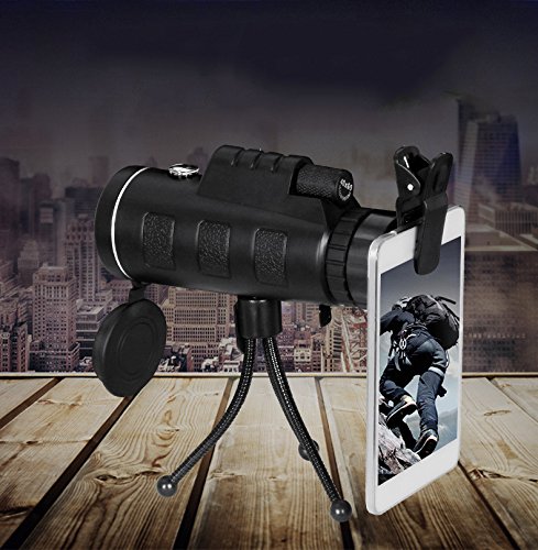 ZI Swing-Tipo Ocular 40X60 Telescopio Monocular de Alta Potencia de Luz de Alta Definición de la Noche con una Brújula,Negro