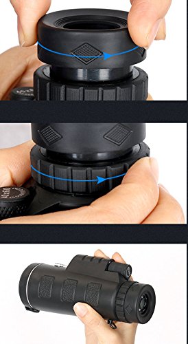 ZI Swing-Tipo Ocular 40X60 Telescopio Monocular de Alta Potencia de Luz de Alta Definición de la Noche con una Brújula,Negro