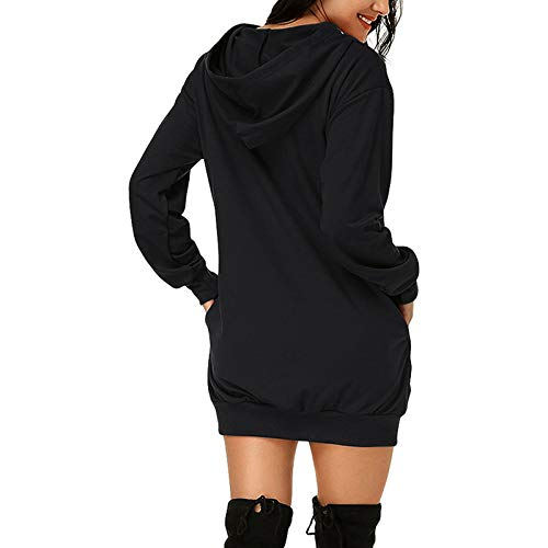 Zilosconcy Sudadera Largo Mujer Invierno Moda Navidad Rebajas Manga Larga Vestido Jerséis Casual Estampado Navideño Otoño Invierno Talla Grande Hoodie Suelto Blusas Tops