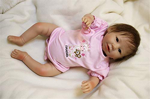 ZIYIUI Realista Muñeca bebé Reborn 55 cm Recién Nacido Suave Silicona Vinilo Realista Niña y Ropa Rosa Hecha a Mano