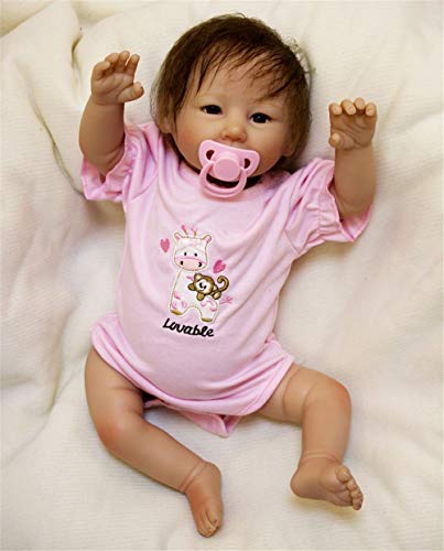 ZIYIUI Realista Muñeca bebé Reborn 55 cm Recién Nacido Suave Silicona Vinilo Realista Niña y Ropa Rosa Hecha a Mano