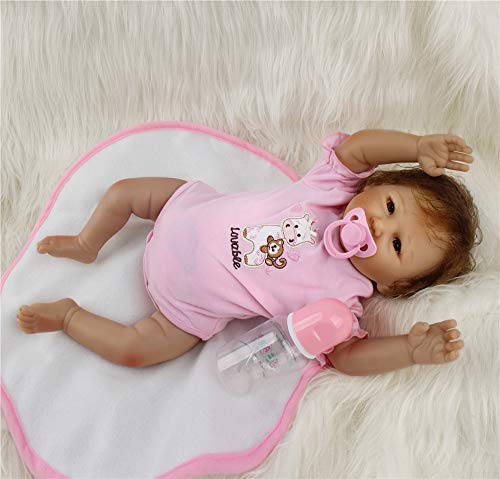 ZIYIUI Realista Muñeca bebé Reborn 55 cm Recién Nacido Suave Silicona Vinilo Realista Niña y Ropa Rosa Hecha a Mano