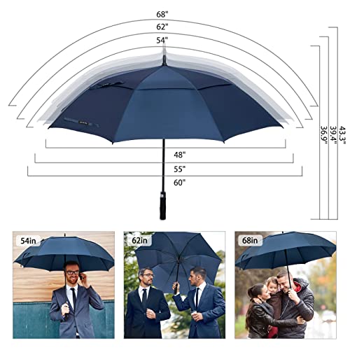 ZOMAKE Paraguas Grande Antiviento, Automático Paraguas de Golf con Doble Cubierta para Mujer Hombre(Azul)