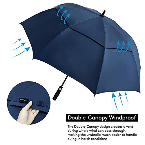 ZOMAKE Paraguas Grande Antiviento, Automático Paraguas de Golf con Doble Cubierta para Mujer Hombre(Azul)