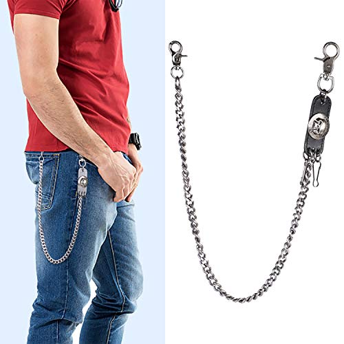 ZOYLINK Jeans Cadena Fashion Skeleton Head Decor Pants Cadena Hombres Wallet Cadena