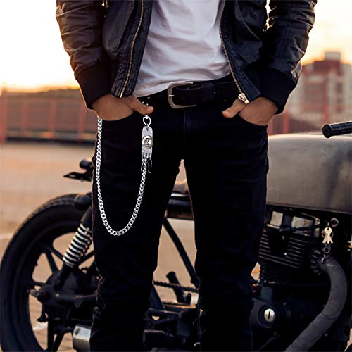 ZOYLINK Jeans Cadena Fashion Skeleton Head Decor Pants Cadena Hombres Wallet Cadena