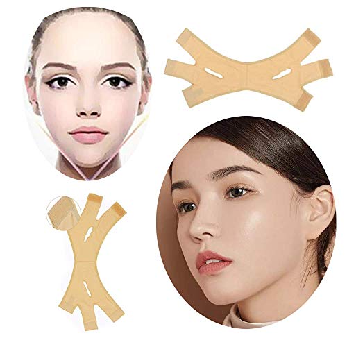Zueyen 2 piezas Correa adelgazante facial, máscara adelgazante en forma de V, vendaje de estiramiento facial sin dolor para eliminar la flacidez de la piel Lifting Reafirmante antiarrugas