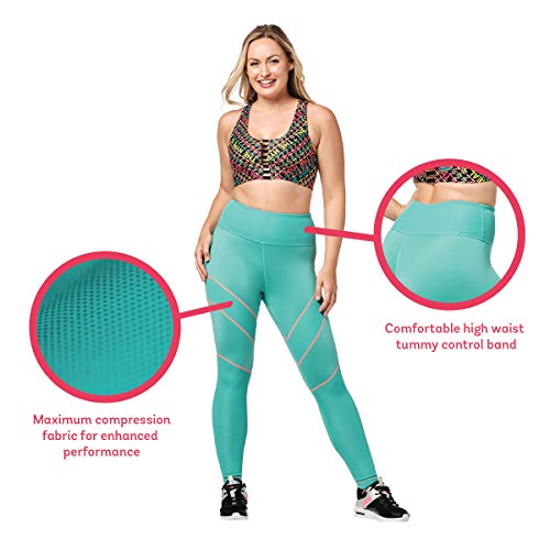 Zumba Leggings de compresión de Cintura Alta para Entrenamiento, Fitness, Gimnasio, Color Azul Atrevido, M