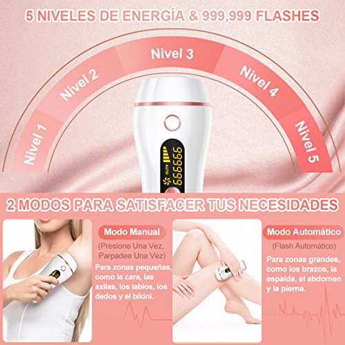ZumYu Depiladora Luz Pulsada, 999,999 Flashes Depiladora Ipl, Depilacion Permanente Sin Dolor, Sistemas de Depilación de Luz Pulsada Profesional para Piernas Cara Cuerpo Bikini Axilas