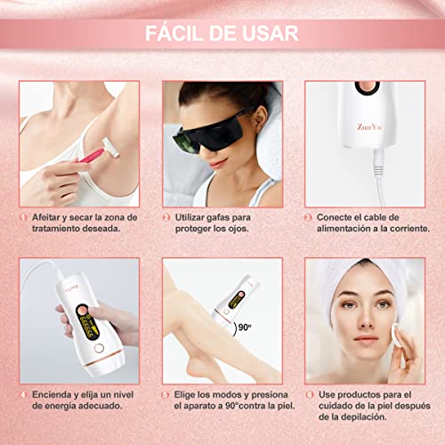 ZumYu Depiladora Luz Pulsada, 999,999 Flashes Depiladora Ipl, Depilacion Permanente Sin Dolor, Sistemas de Depilación de Luz Pulsada Profesional para Piernas Cara Cuerpo Bikini Axilas