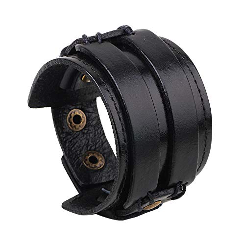 ZWH Accesorios Europeos o Americanos Amazon Amazon Te Deseo un Pulsera de Pulsera de Cuero Ancho de Cuero Retro de los Hombres de Ebay. (Color : Black)