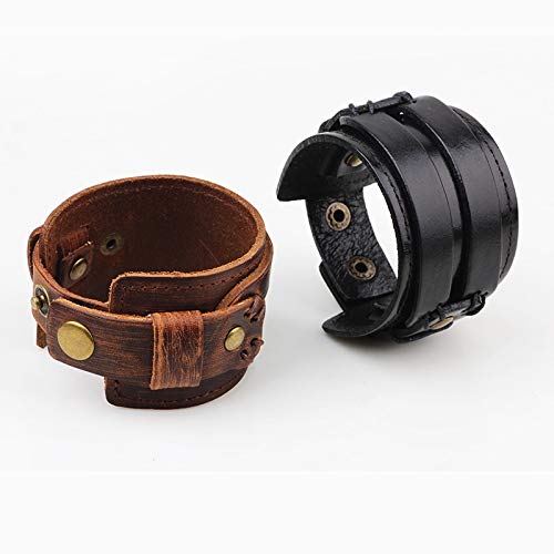ZWH Accesorios Europeos o Americanos Amazon Amazon Te Deseo un Pulsera de Pulsera de Cuero Ancho de Cuero Retro de los Hombres de Ebay. (Color : Black)
