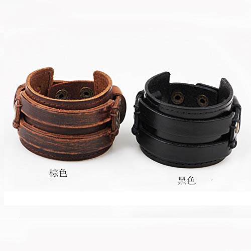 ZWH Accesorios Europeos o Americanos Amazon Amazon Te Deseo un Pulsera de Pulsera de Cuero Ancho de Cuero Retro de los Hombres de Ebay. (Color : Black)