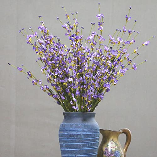 ZWMBYN 10 flores artificiales de jazmín de invierno de imitación con tallos de 24 pulgadas de largo, papel falso de jazmín de invierno folk Pip Berry planta seca ramas para jarrón casero, púrpura