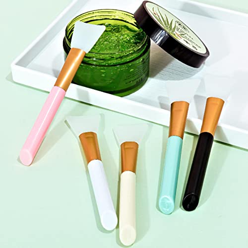ZXCK 5pc Professional Maquillaje Pinceles Cara Mascarilla Cepillo Gel de Silicona DIY Herramientas de Belleza Cosmética Venta al por Mayor Cepillo de Silicona Facial para la Cara-Gold tube-5pc