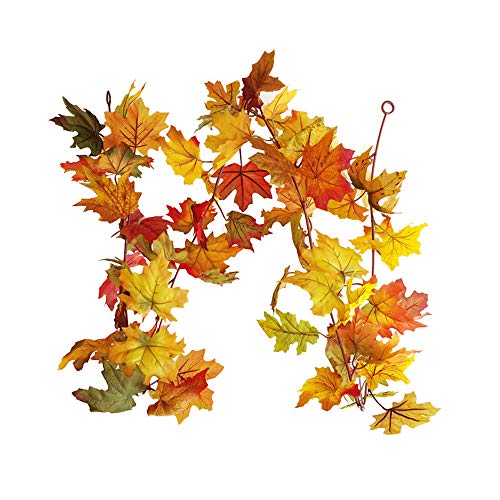 ZZM Guirnalda de Hoja de Arce Artificial de Halloween, Colgando otoño otoño Dejar Enredaderas Plantas Pared Puerta telón de Fondo Chimenea decoración