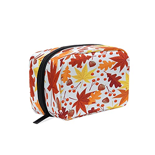 - Bolsa de maquillaje de otoño con tuerca de arce, bolsa de almacenamiento para mujeres y niñas