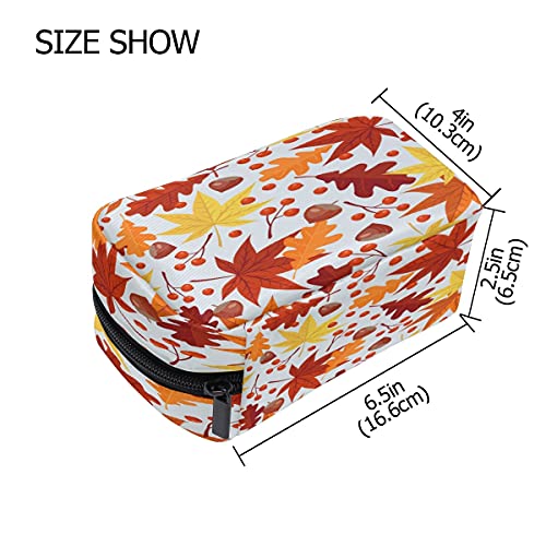- Bolsa de maquillaje de otoño con tuerca de arce, bolsa de almacenamiento para mujeres y niñas