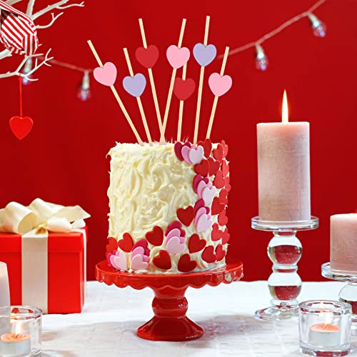 100 Piezas de Palillos para Cócteles Palillos de Frutas de Corazón de Rosa Rojo Púrpura Palillos para Apertitivos Brochetas de Cóctel de Bambú Largas para San Valentín Fiesta
