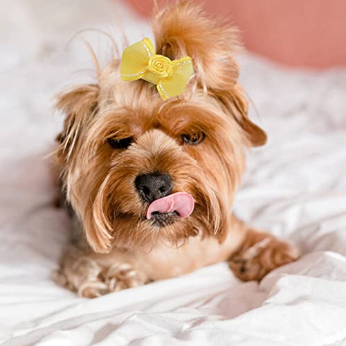 10Pcs / Set Dog Hair Bows Lovely Pets Hair Clips Bowknot Clip Hairpins Gatos Perros Accesorios para el Cabello Productos para el Aseo de Mascotas para Cachorros Gatos y Otras Mascotas pequeñas