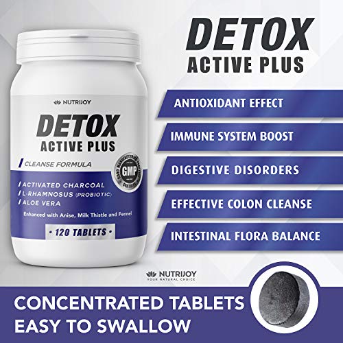 [120 Comprimidas] Nutrijoy - Detox Potente con Probioticos - Carbon Activado Intensivo con Cardo de Leche - Detox Higado