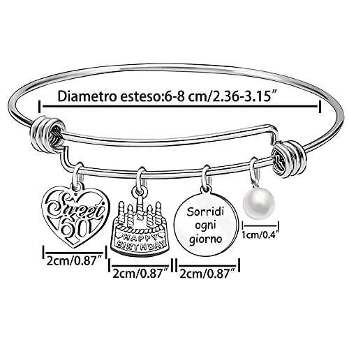 13 16 18 21 30 40 50 60 70 años regalo de cumpleaños pulsera plata para mujer niña, L,