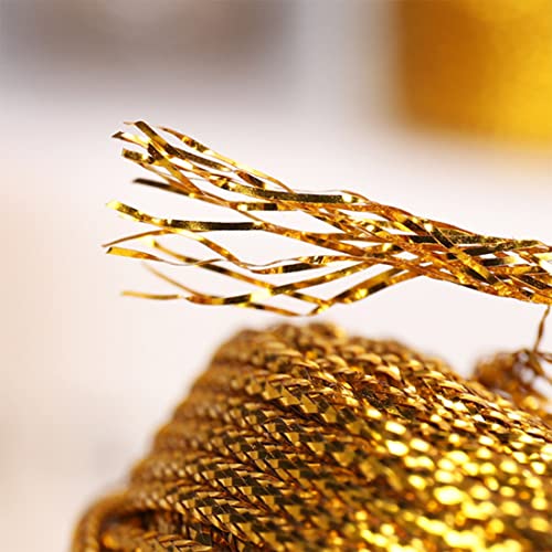 2 Piezas Cordon Dorado Cordón, 200M, Cuerdas Hilos Abalorios, Cordón Metálico Dorado, Cordón Metálico, Con Tijeras Pequeñas, Para Envoltorios Regalos, Etiquetado, Cuentas Bricolaje