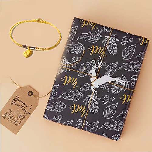 2 Piezas Cordon Dorado Cordón, 200M, Cuerdas Hilos Abalorios, Cordón Metálico Dorado, Cordón Metálico, Con Tijeras Pequeñas, Para Envoltorios Regalos, Etiquetado, Cuentas Bricolaje