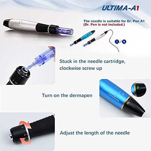 20 pcs Micro Agujas para Dermapen Agujas de repuesto puntas cartucho Slot tornillo Regular para coche Derma Electric microneedling pen 36 pin, estilo de hebilla