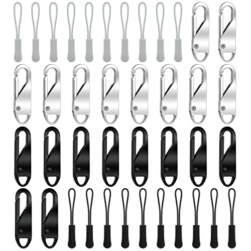 20 Unidades de Pestañas de Cremallera con 20 Pcs Zipper Tag Pull Tabs con Cremallera de Reemplazo de Metal para Mochilas Tienda de Campaña Maletas
