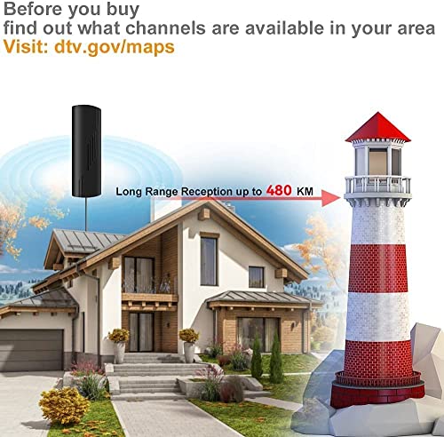 2022 Más Nuevo Desmontable Antena de TV Interior Exterior,480KM Antena de TV Digital con Amplificador Smart de Señal per DVB-T/DVB-T2,Antena de TV para 1080P 4K Canales Gratuitos Cable de 10M