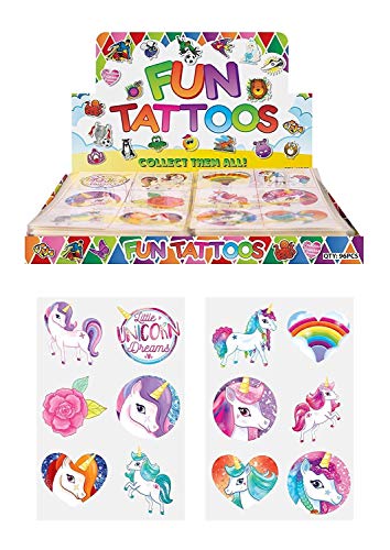 24 x Tatuajes temporales de unicornio para niñas, bolsa de regalo de cumpleaños para niños, color multicolor 1 pack