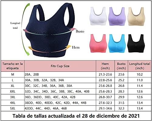 3 Piezas Sujetador Deportivo para Mujeres Sin Costuras Yoga Racerback Top con Almohadillas Extraíbles Ultimate Corriendo Gimnasio Ropa (2XL: 42/44, Azul&Sandía&Morado)