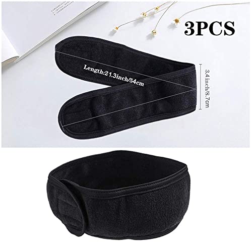 4pcs Diadema Cosmética Banda para el cabello con Velcro Diadema de Ducha para la protección del cabello