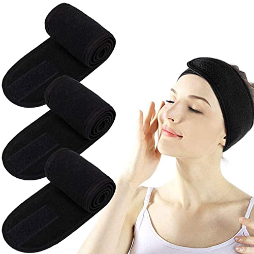 4pcs Diadema Cosmética Banda para el cabello con Velcro Diadema de Ducha para la protección del cabello