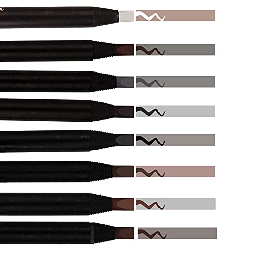 6 uds Lápiz Microblading peel-off de Impermeables para Marcar Delinear Maquillaje Permanente Microblading y tatuaje de Marcado (Black-Negro)