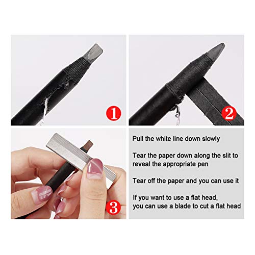 6 uds Lápiz Microblading peel-off de Impermeables para Marcar Delinear Maquillaje Permanente Microblading y tatuaje de Marcado (Black-Negro)
