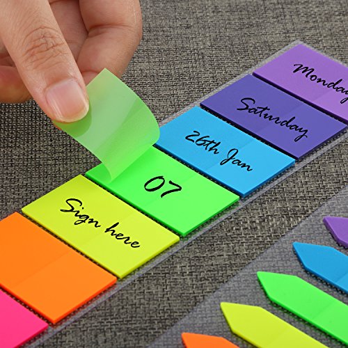 700 Piezas Notas Adhesivas Índices 3 Tamaños Etiquetas Grabable Marcador de Página Tiras de Resaltador de Texto, 7 Colores, 5 Set