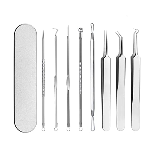 8 uds., Removedor de espinillas para hombres, pinzas extractoras de comedones para mujeres, kits de popper para espinillas, herramienta profesional para eliminar manchas, tratamientos faciales