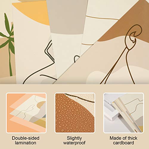 9 Impresiones de Arte de Pared de Línea Minimalista Carteles de Arte Estético Moderno Abstracto Impresión de Pared de Dibujo Geométrico de Paisaje de Cara de Mujer sin Marco, 8 x 10 Pulgadas
